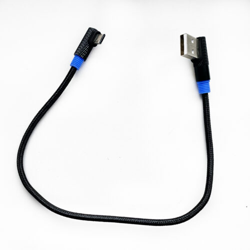 Sunguy 0.3m USB-A RC to Micro USB RA cable clearance showing connectors