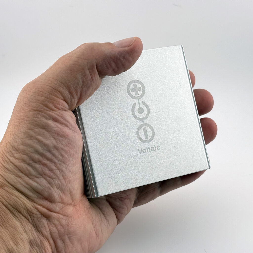 Voltaic V25 battery in hand