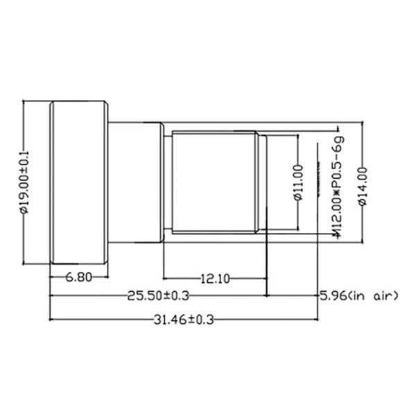 6.8mm 12MP 4K M12 Lens drawing