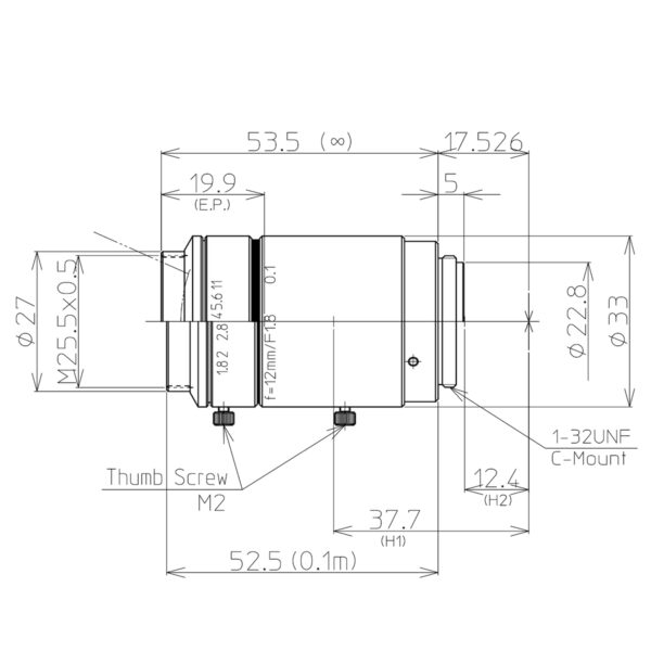 Kowa LM12JC10M lens drawing