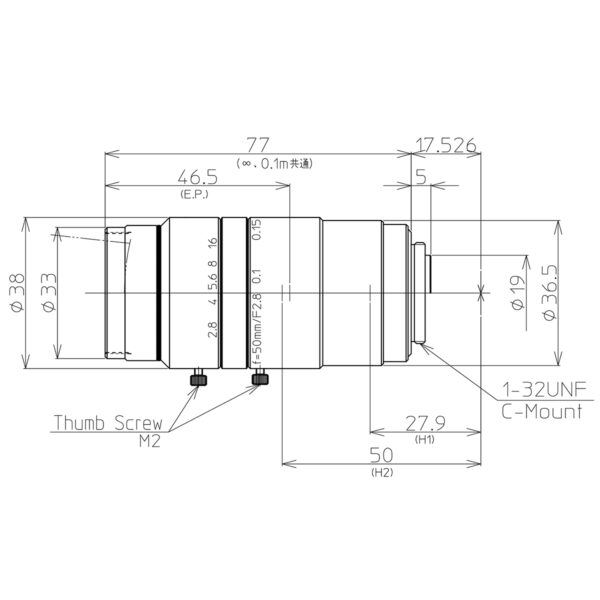 Kowa LM50JC10M lens drawing